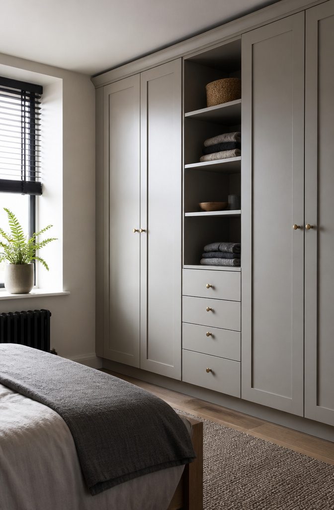 18 Built-In Wardrobe Ideas for Bedrooms and Closets (2026) 5 A small closet customized with integrated storage solutions.