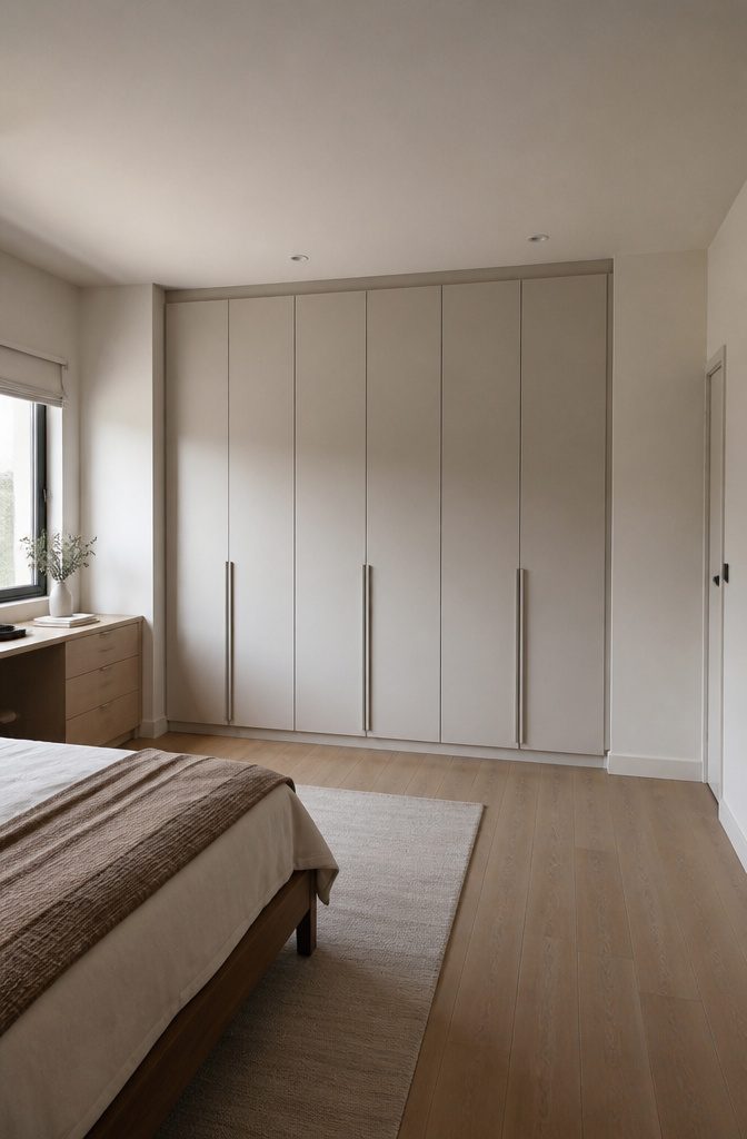 18 Built-In Wardrobe Ideas for Bedrooms and Closets (2026) 15 A wrapped closet design covering two walls.