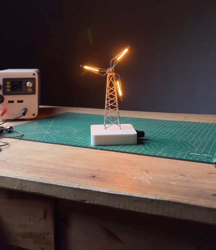 DIY LED Light Lamp Ideas: 27 Backlights, Pendants, Table Lamps 14 Handmade electrical pylon lamp with glowing orange LED lights on a workbench.