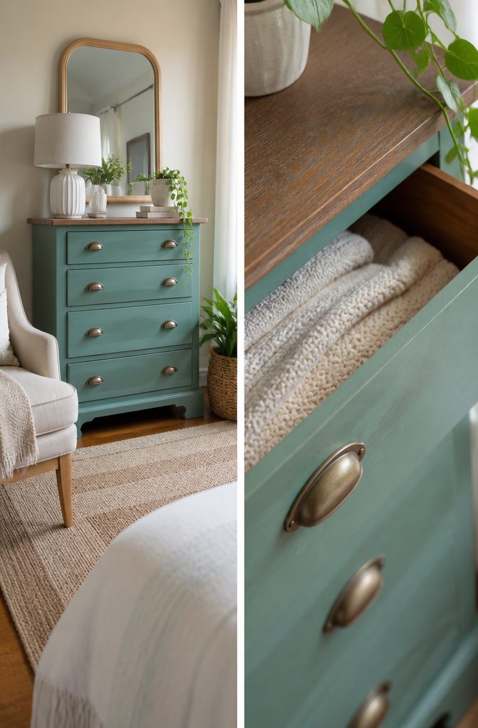 18 Bedroom Dresser Ideas for Every Style in 2026 13 Upcycled dresser with chalk paint and new knobs.