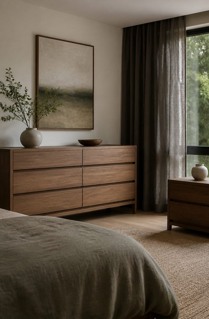 18 Bedroom Dresser Ideas for Every Style in 2026 1 Minimalist Thuma Nest Dresser against a softly lit bedroom wall.