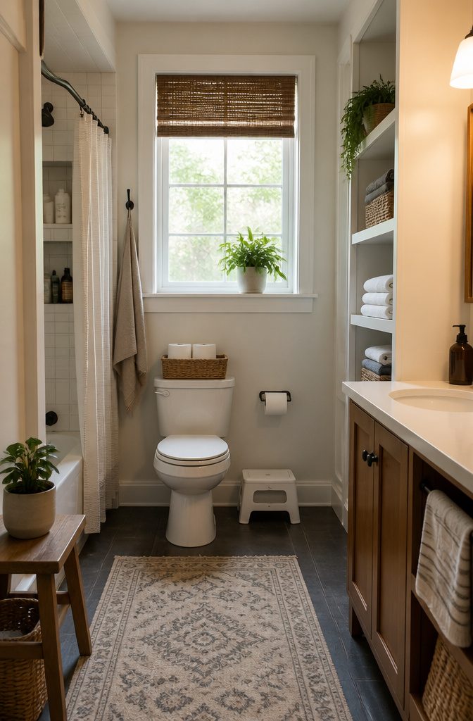 A Simplehuman step can placed in a bathroom for waste disposal.
