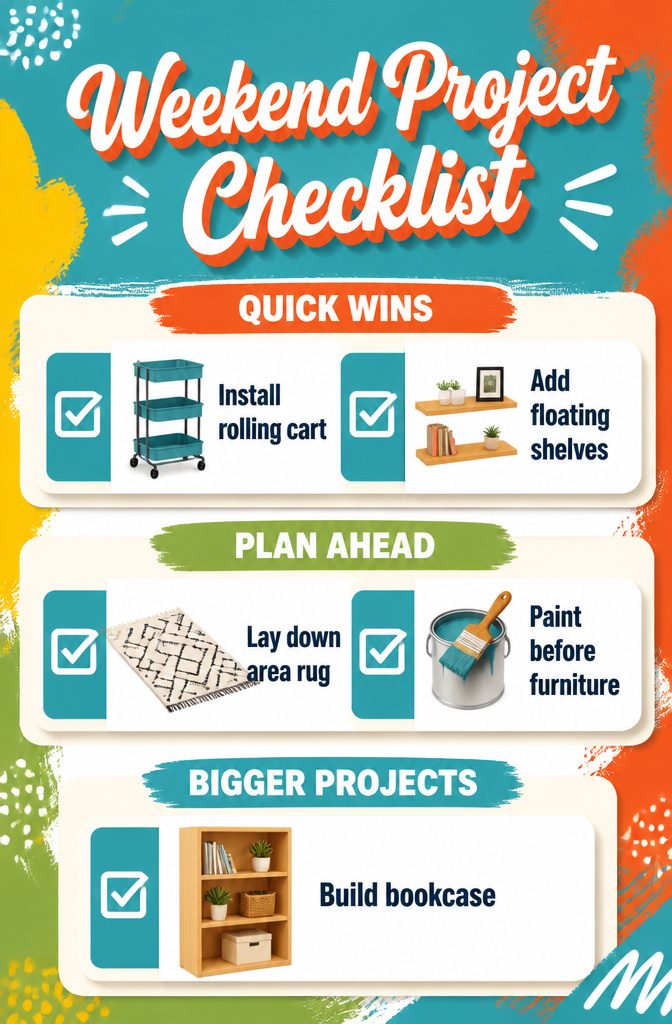 A checklist for weekend projects in small apartments.