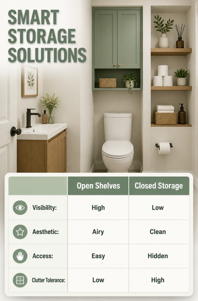 An informative image on vertical storage solutions for small toilets.