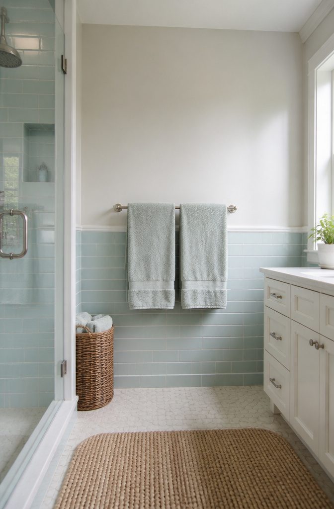 12 Towel Storage Ideas for Every Bathroom (2026) 3 Towel bars in brushed nickel mounted on a bathroom wall.